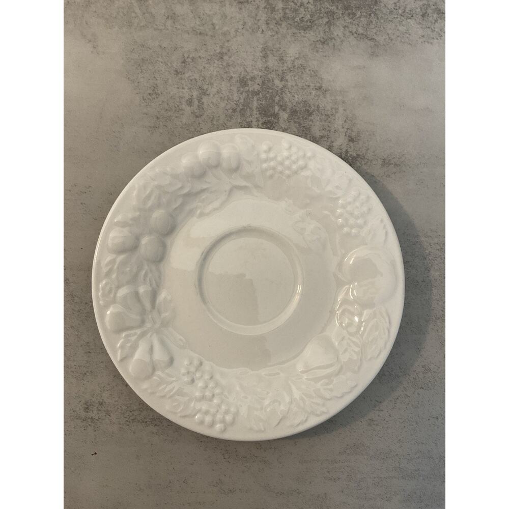 Vintage Gibson White Embossed Fruit Saucer 6.5” Ceramic Textured
